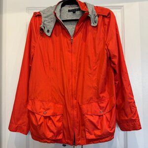 Lafayette 148 New York Zip-Up Packable Rain Jacket - Orange - M